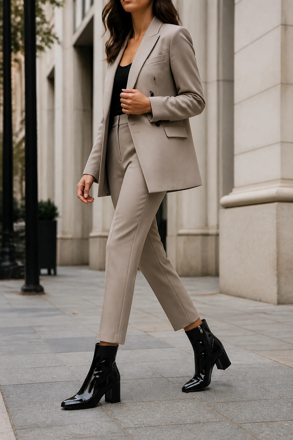 Women's Pointed-Toe Block-Heel Ankle Boots styled on a model