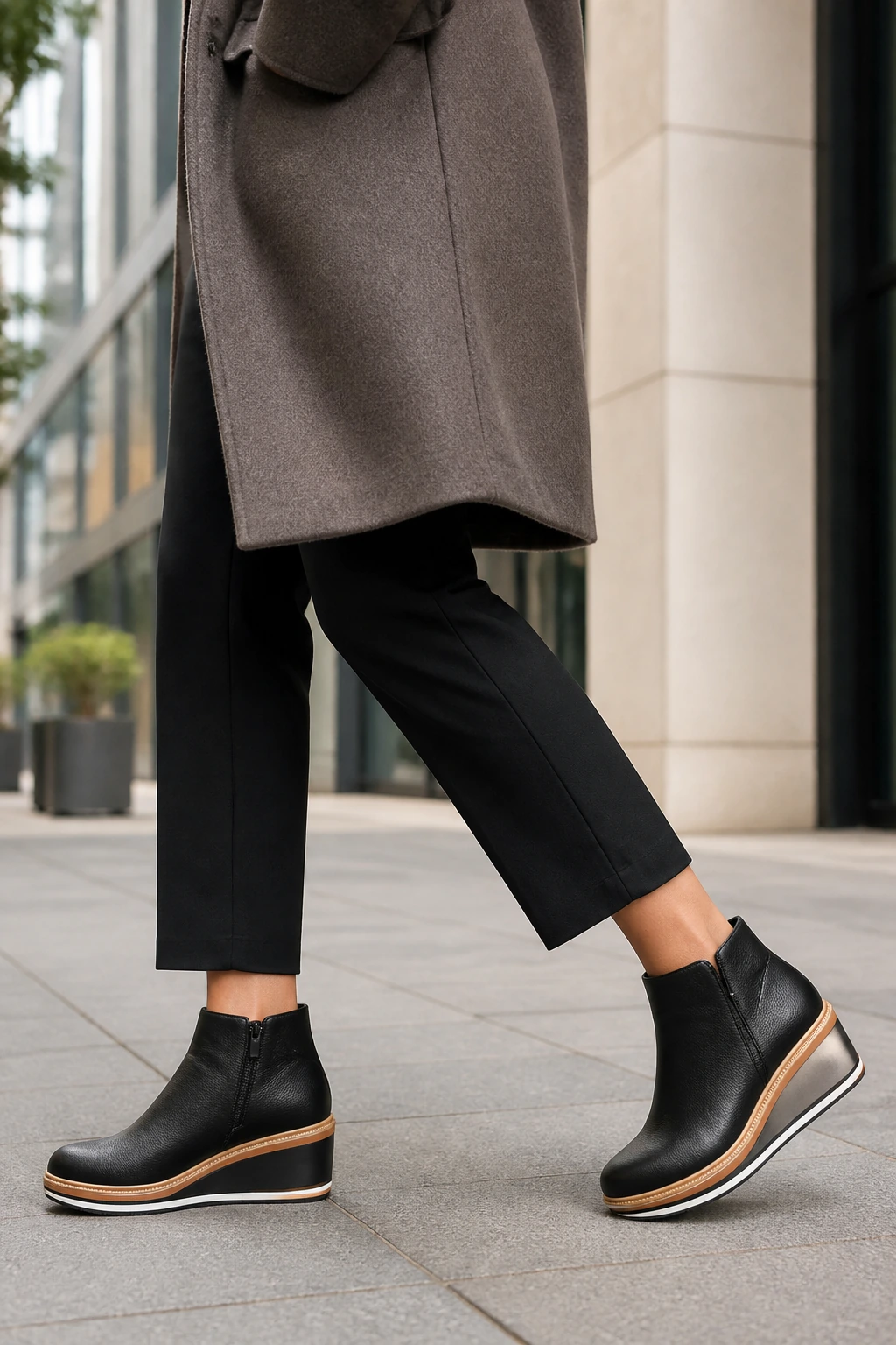 Women's Side-Zip Wedge Ankle Boots styled on a model