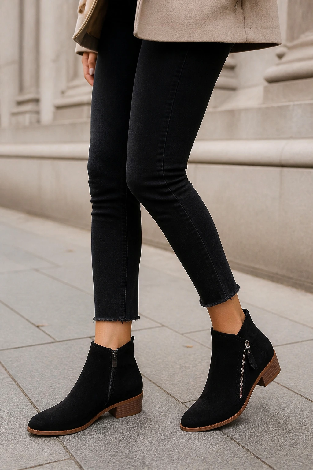 Seren Double-Zip Ankle Boots styled on a model