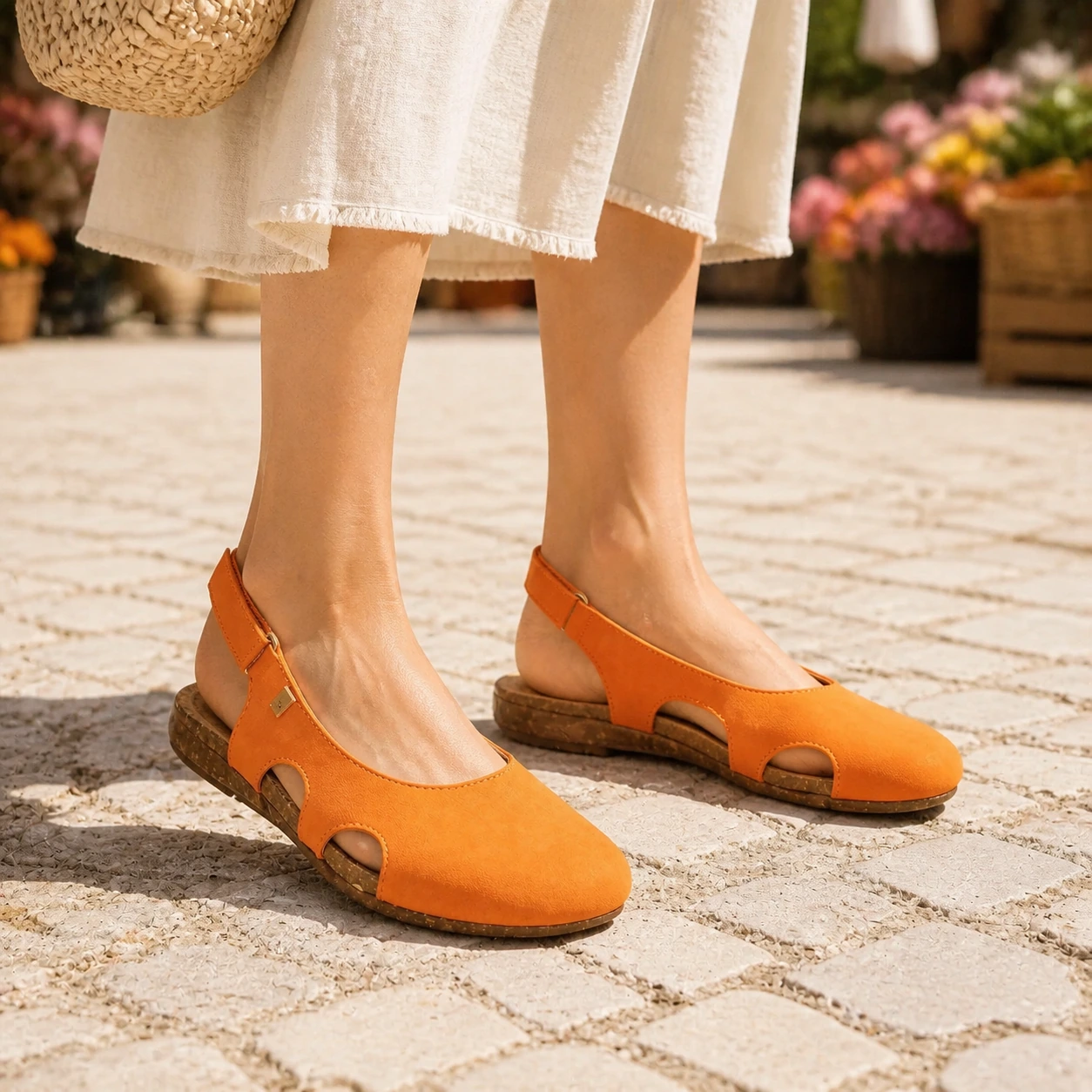 Cutout slingback flat: Yellow at the Weekend Market