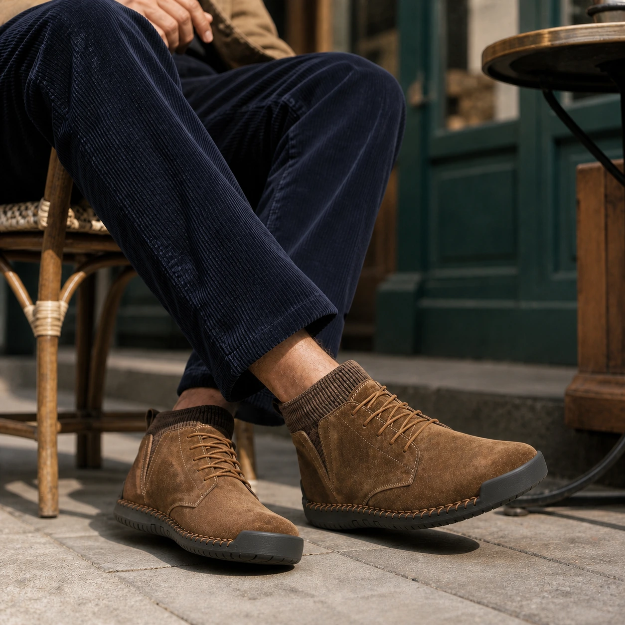 Model wearing Kellan ankle boots: Coffee Run, Weekend Ready