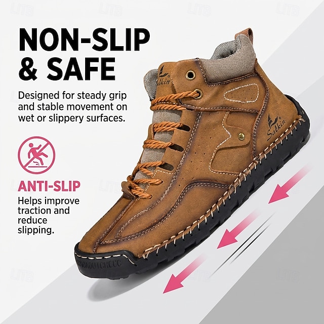 Brown hiking boot with textured traction outsole