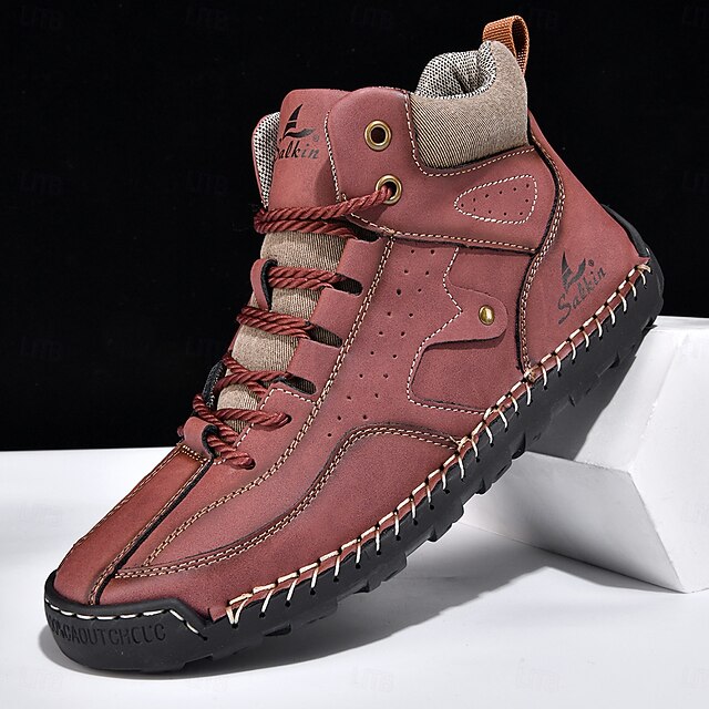 Wine lace-up hiking boot product view