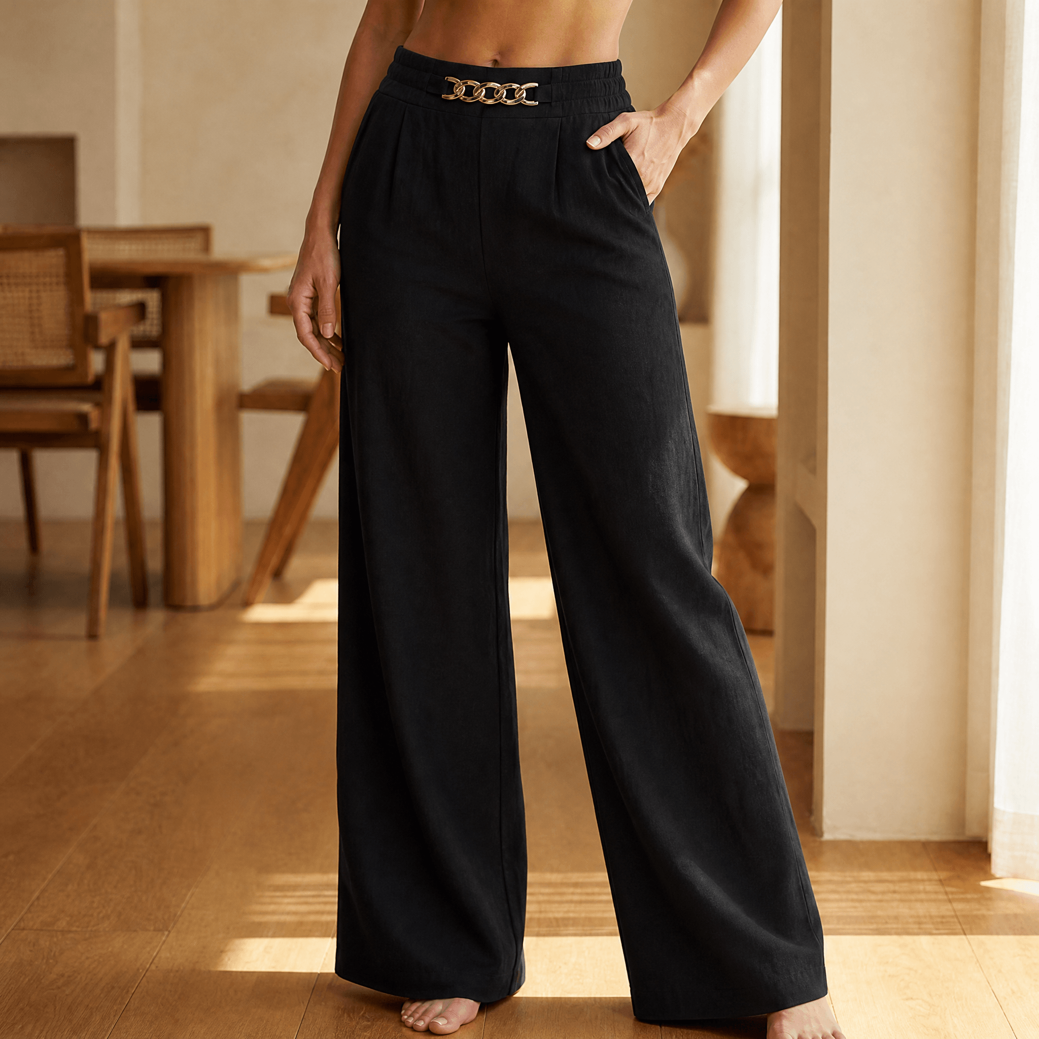 Women’s Gold Accent Wide Leg Trousers