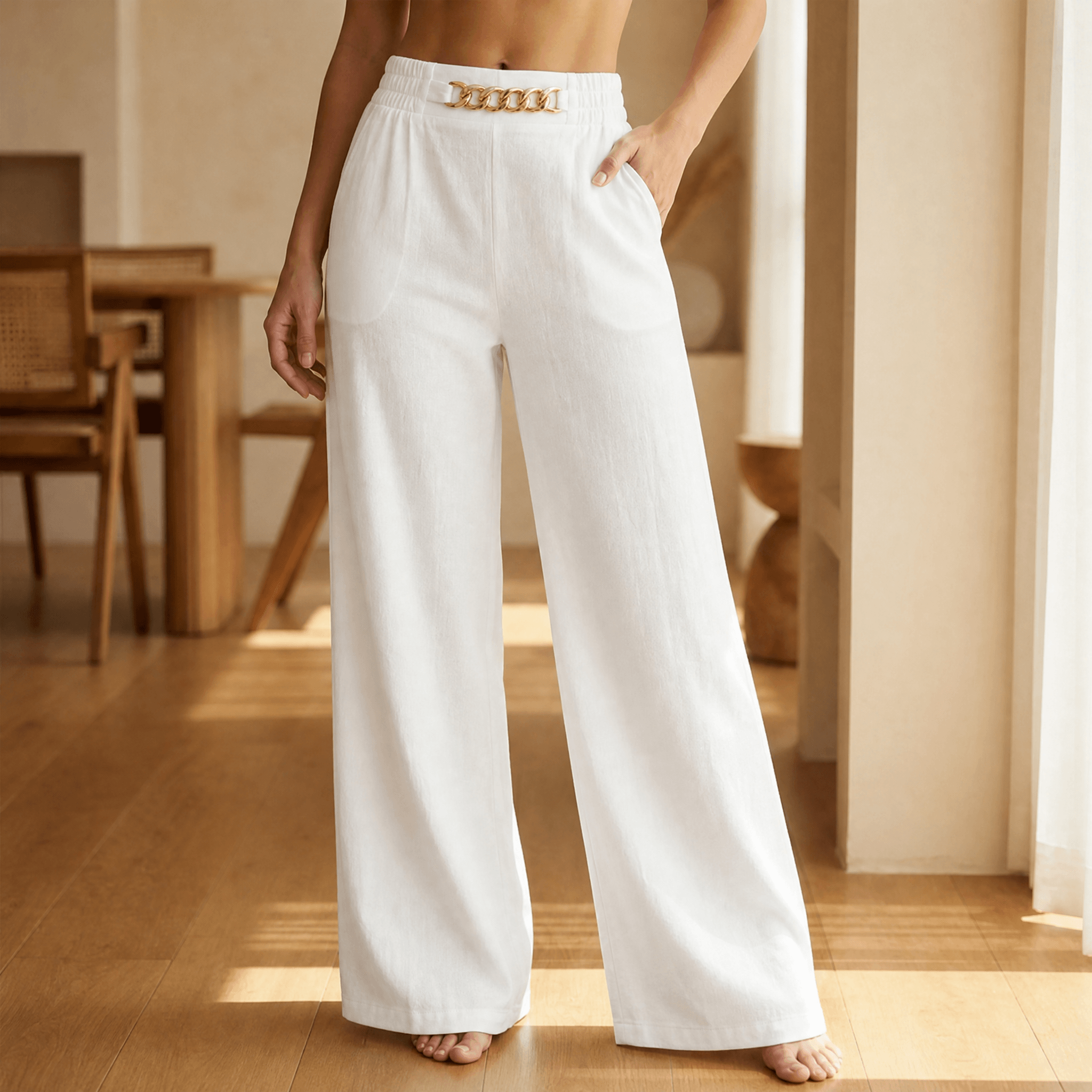 Women’s Gold Accent Wide Leg Trousers