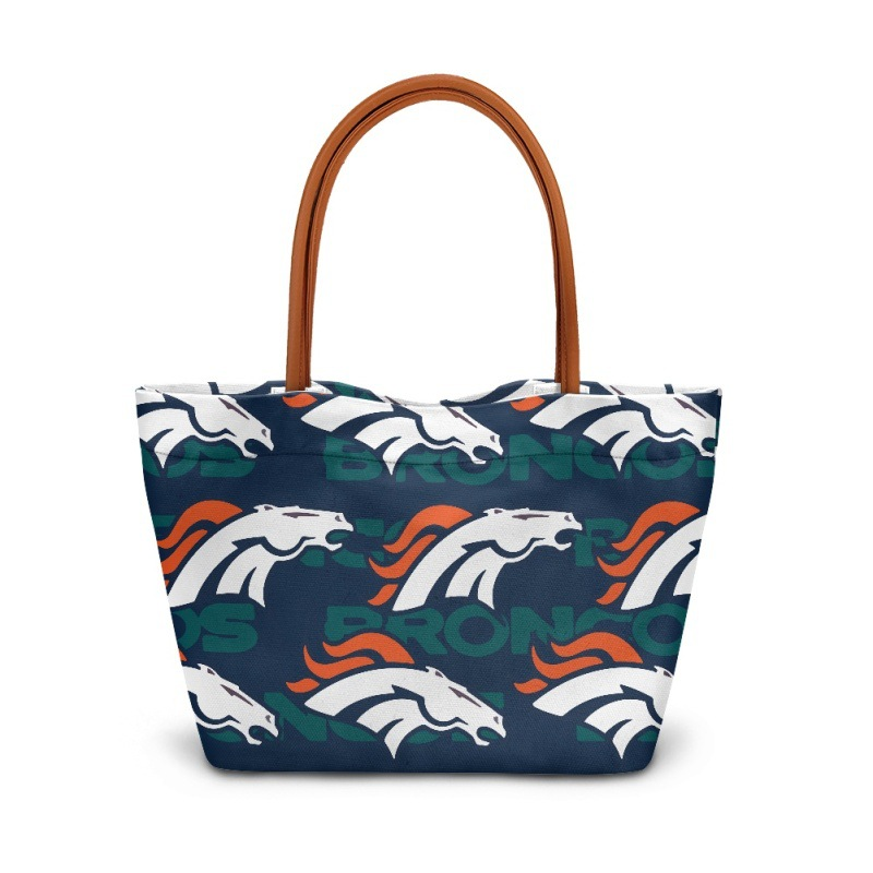 Broncos football team print tote bag