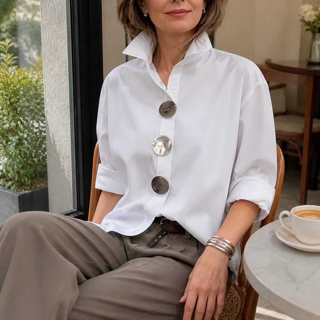 White blouse worn in natural daylight