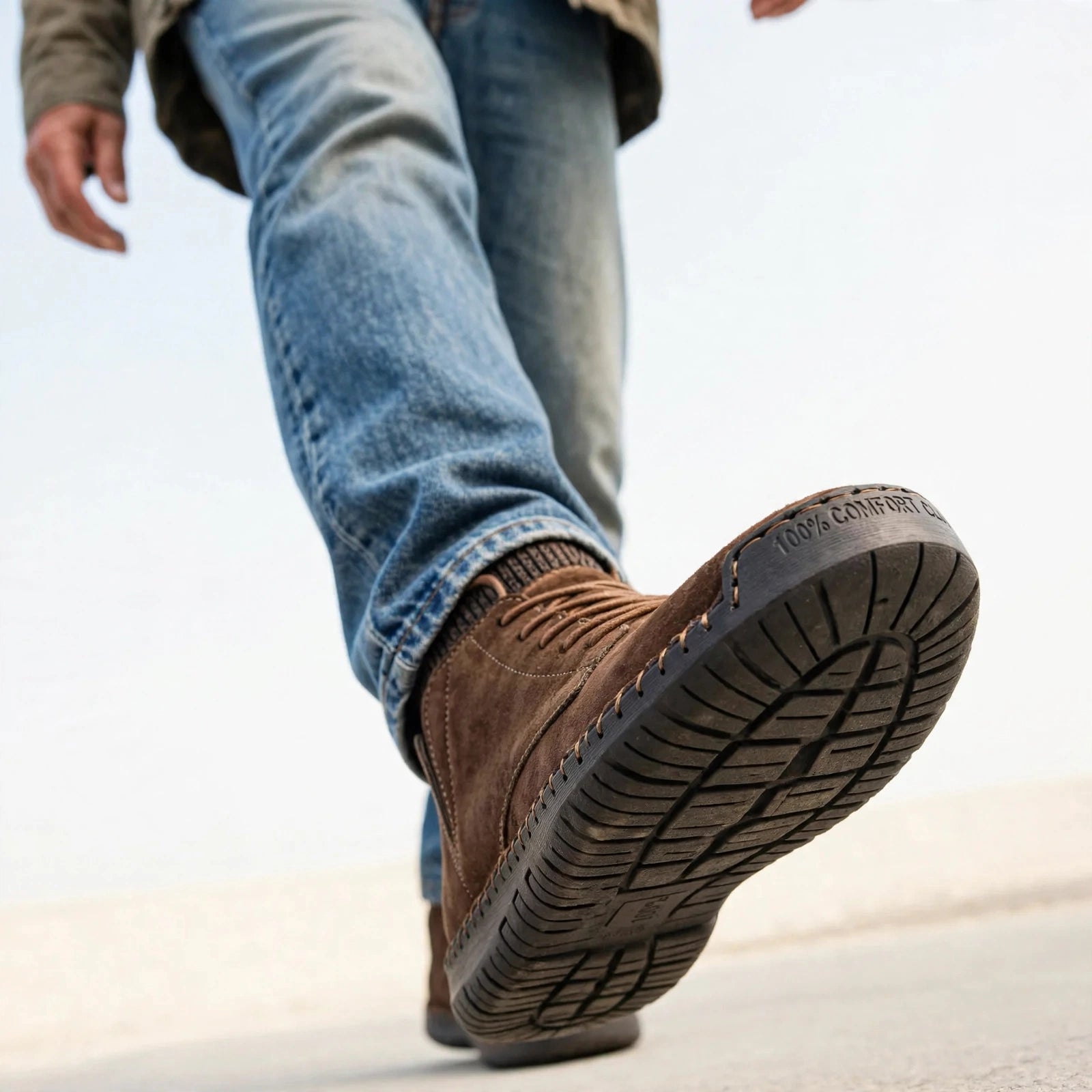 Model wearing Kellan ankle boots: Black Boots with Everyday Denim