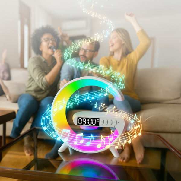 WaveLoop speaker playing music in a living room