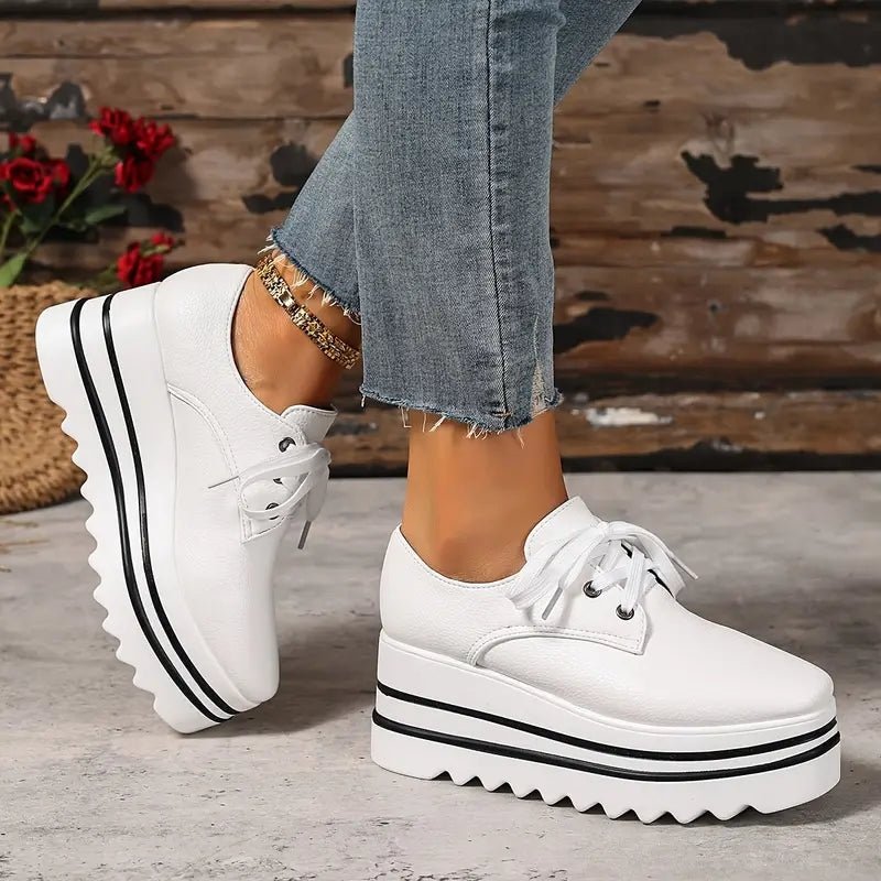 Woman wearing Sophia platform oxford shoes