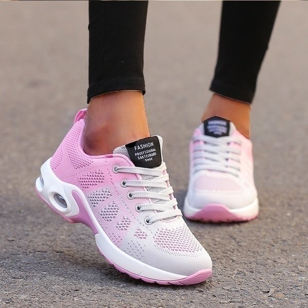 A soft pop of pink. On-foot product styling.