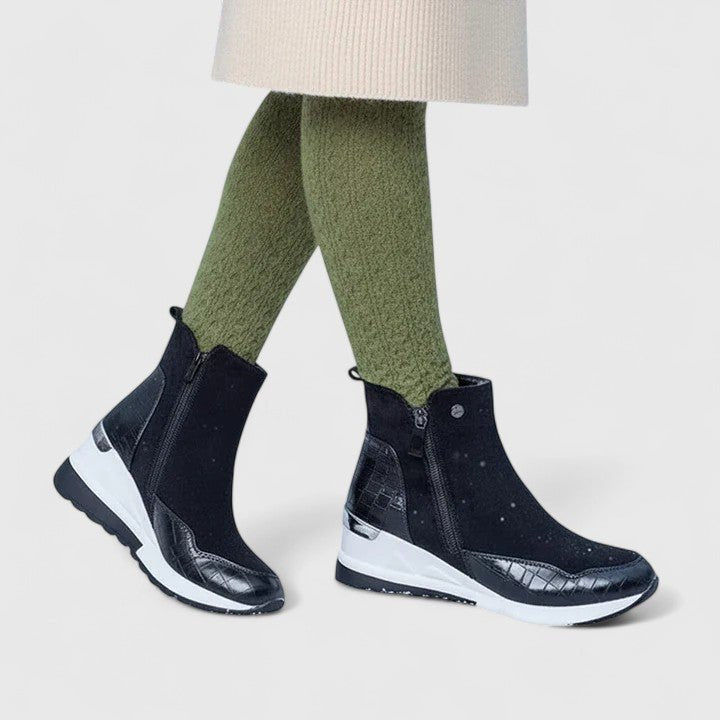 Add texture to your cool-weather look. On-foot product styling.