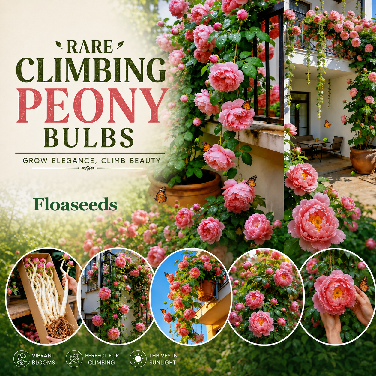 🌸 Rare Climbing Peony Bulbs🪴Big Full Blooms, Cold Hardy Perennial, Easy to Grow Garden Favorite