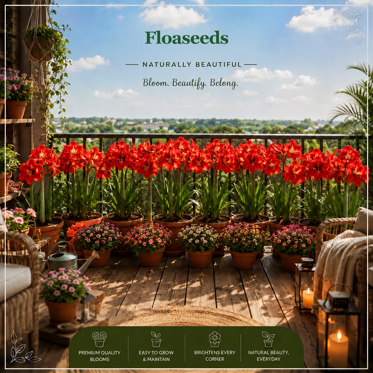 🦋Giant Double-Flowered Amaryllis(Hippeastrum)  Bulbs –🌺 The flowers are brilliant and long-lasting.