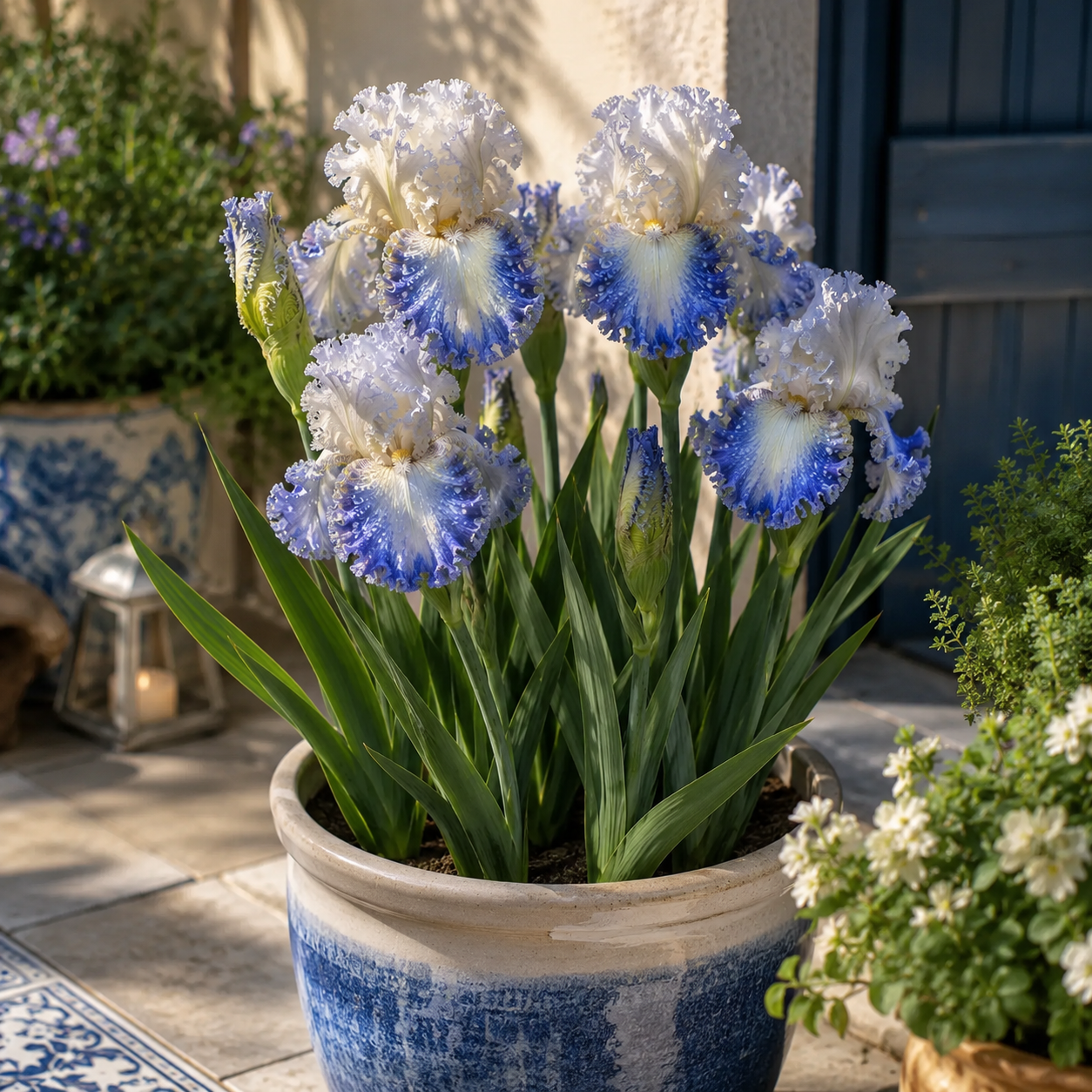🌼Velvet Ruffle Iris Bulbs – #2 White Blue