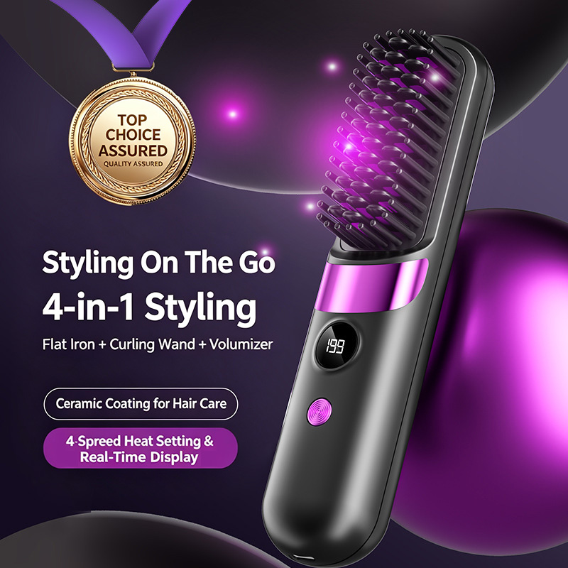 Digital Display Rechargeable Straightening Brush