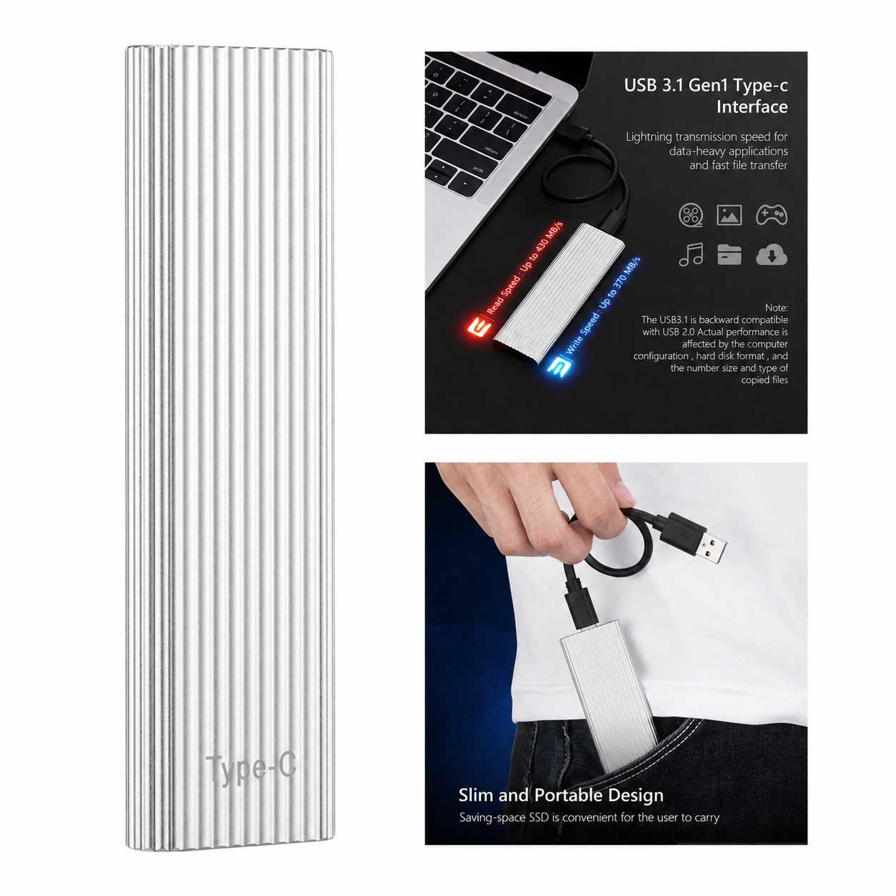 Portable Solid-state Drive (ssd) External Hard Drive