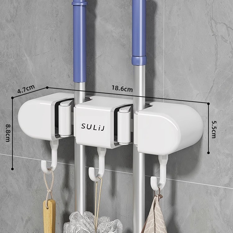 Suction Cup Mop Wall Clamp No Punching Hook Toilet Bathroom Storage Fixed Rack Broom Storage Artifact Hanging Rack