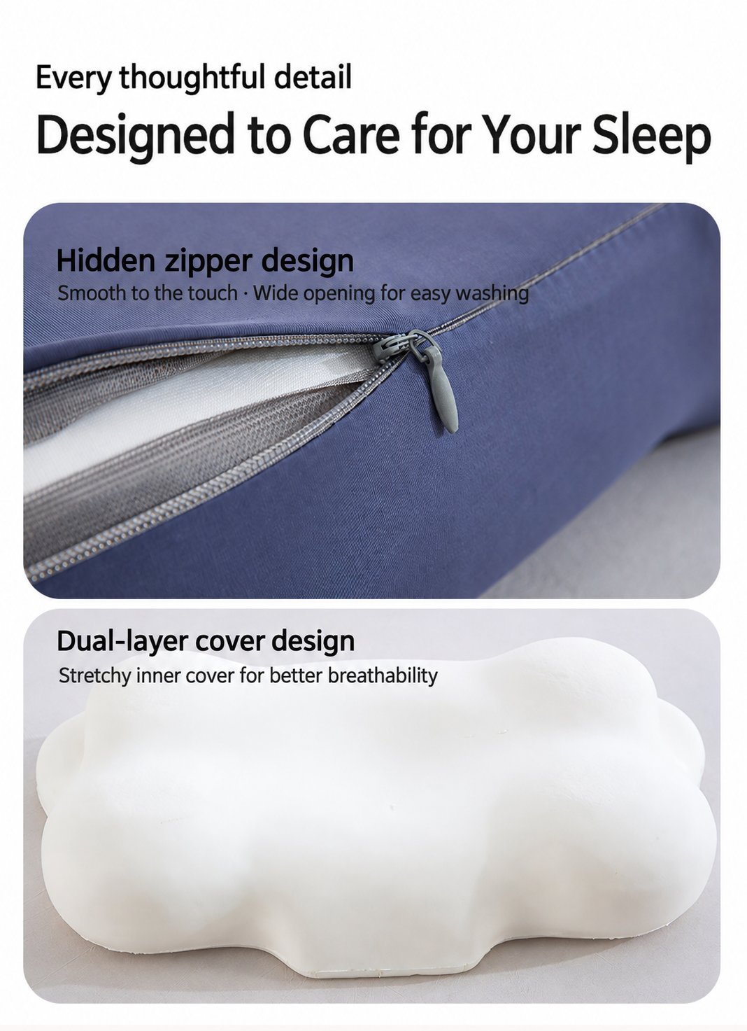 [Zero Pressure Cloud Memory Foam Pillow For Adults To Support Cervical Spine And Aid Sleep