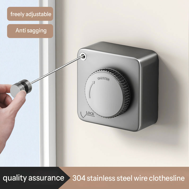 Invisible Clothesline, No Punching, Balcony, Bathroom, Retractable Clothesline, Indoor And Outdoor Household Wire Rope Drying Rack
