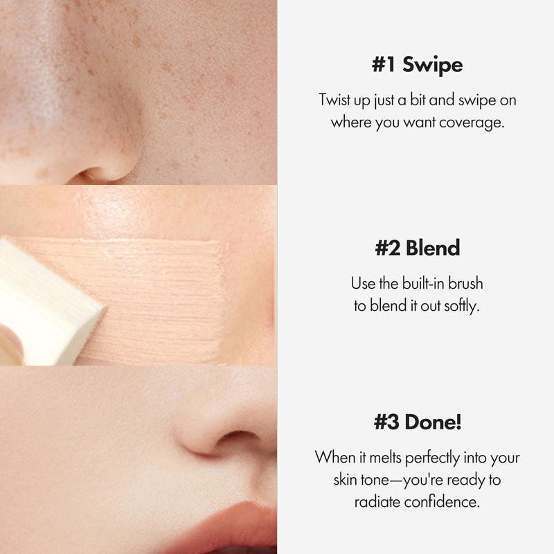 2-in-1 Color-changing Foundation Stick With Dual-ended Brush