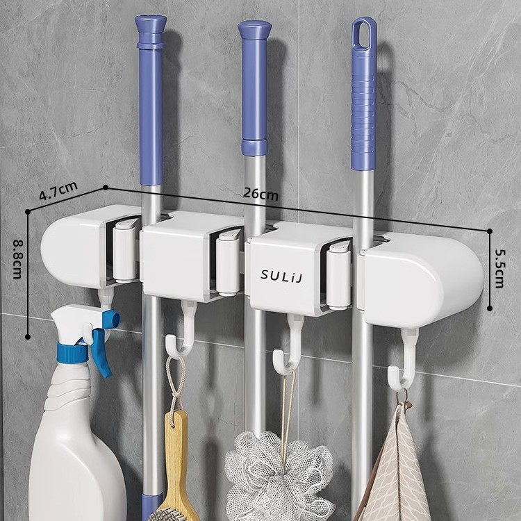 Suction Cup Mop Wall Clamp No Punching Hook Toilet Bathroom Storage Fixed Rack Broom Storage Artifact Hanging Rack