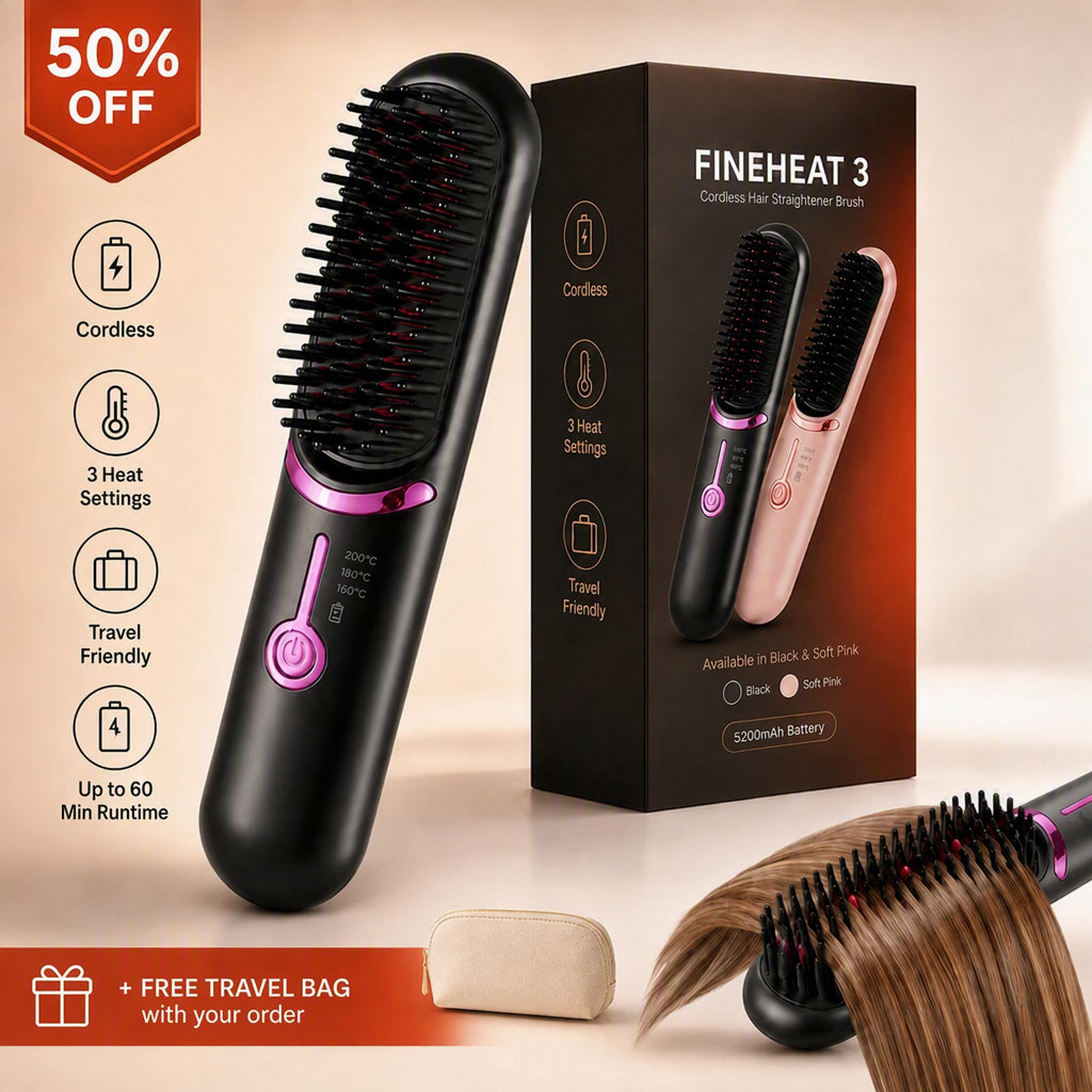 Cordless Straightening And Curling Comb—two-in-one