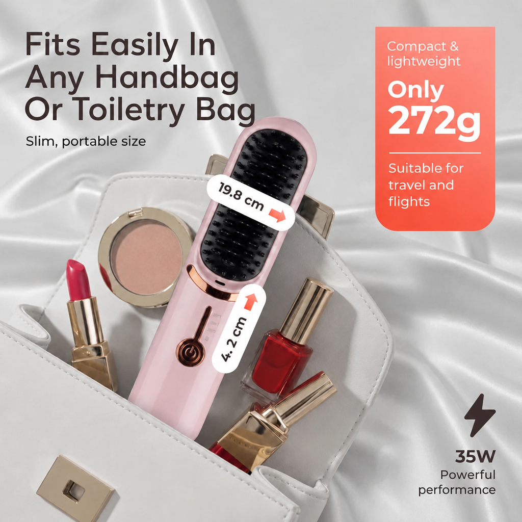 Cordless Straightening And Curling Comb—two-in-one