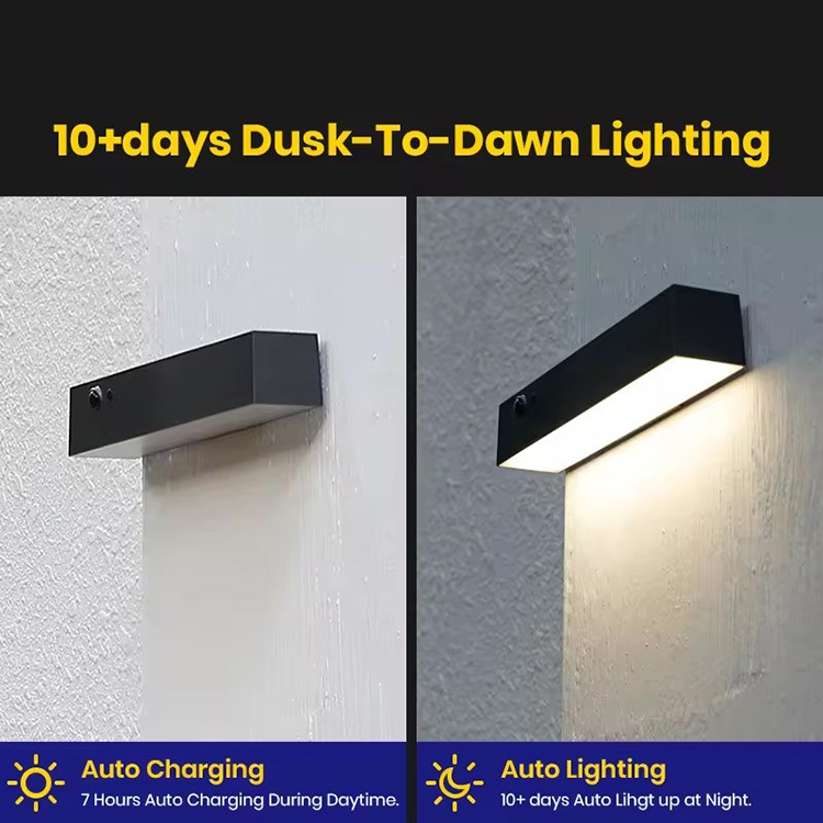 Solar Rectangular Wall Lamp, Outdoor Courtyard Lighting, Street Lamp, Household Garden Waterproof Wall Washing Lamp