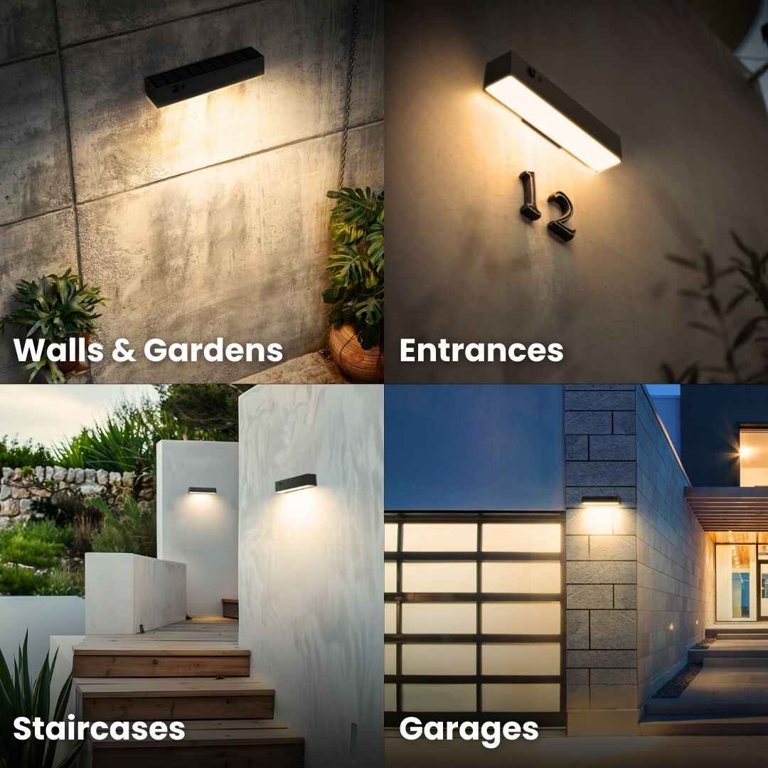 Solar Rectangular Wall Lamp, Outdoor Courtyard Lighting, Street Lamp, Household Garden Waterproof Wall Washing Lamp