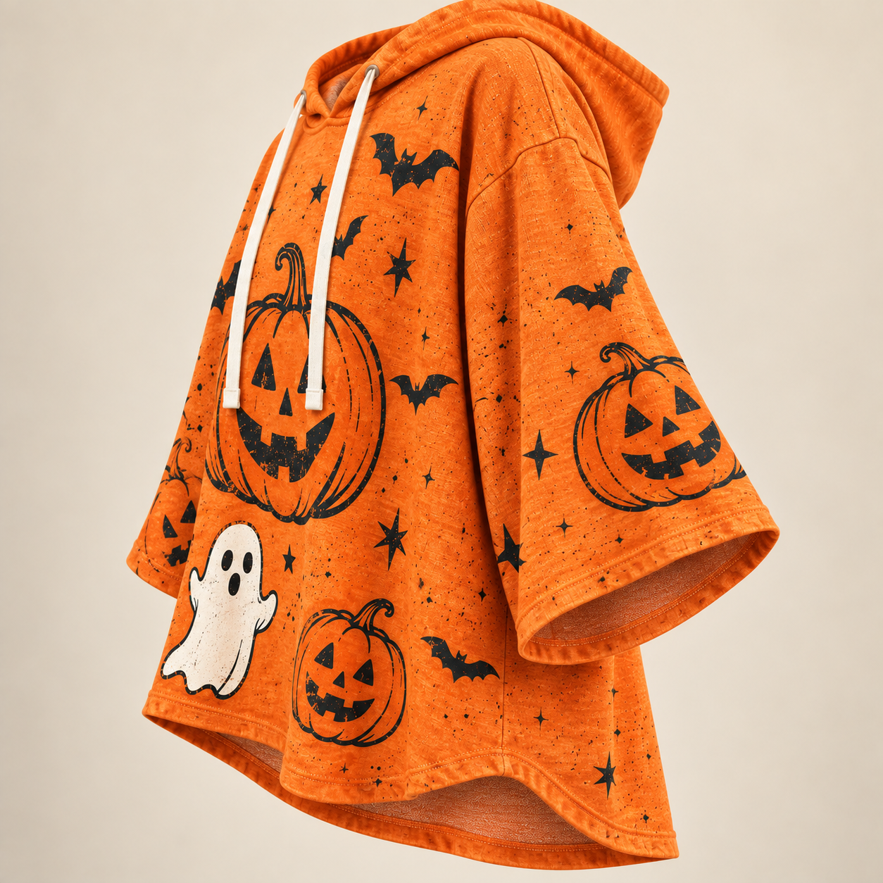 Halloween pumpkin hooded top detail