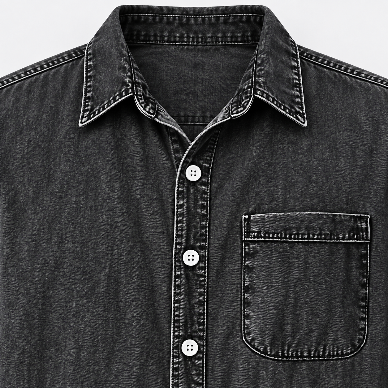 Washed denim shirt detail 1