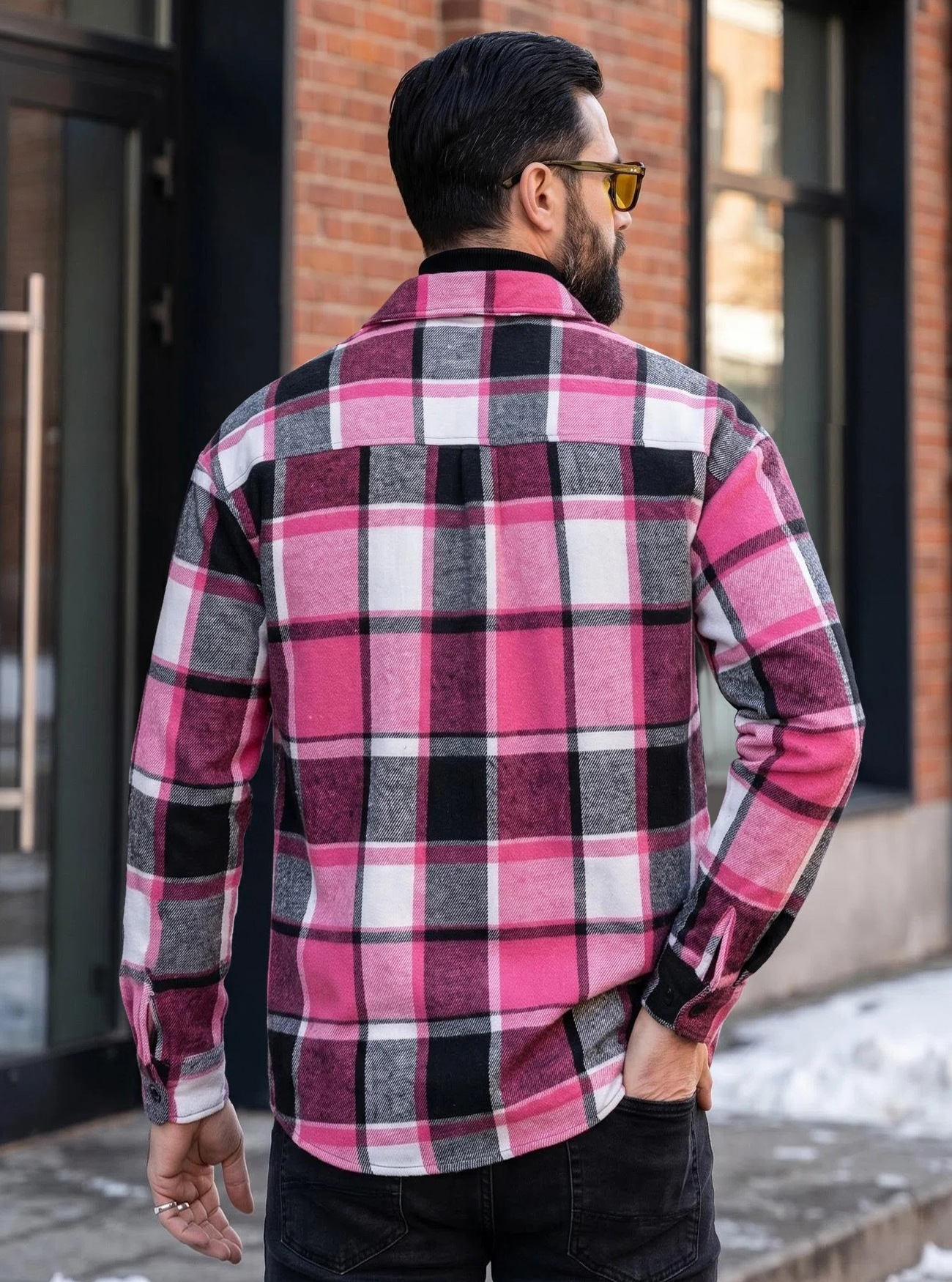 Plaid shirt jacket detail 7