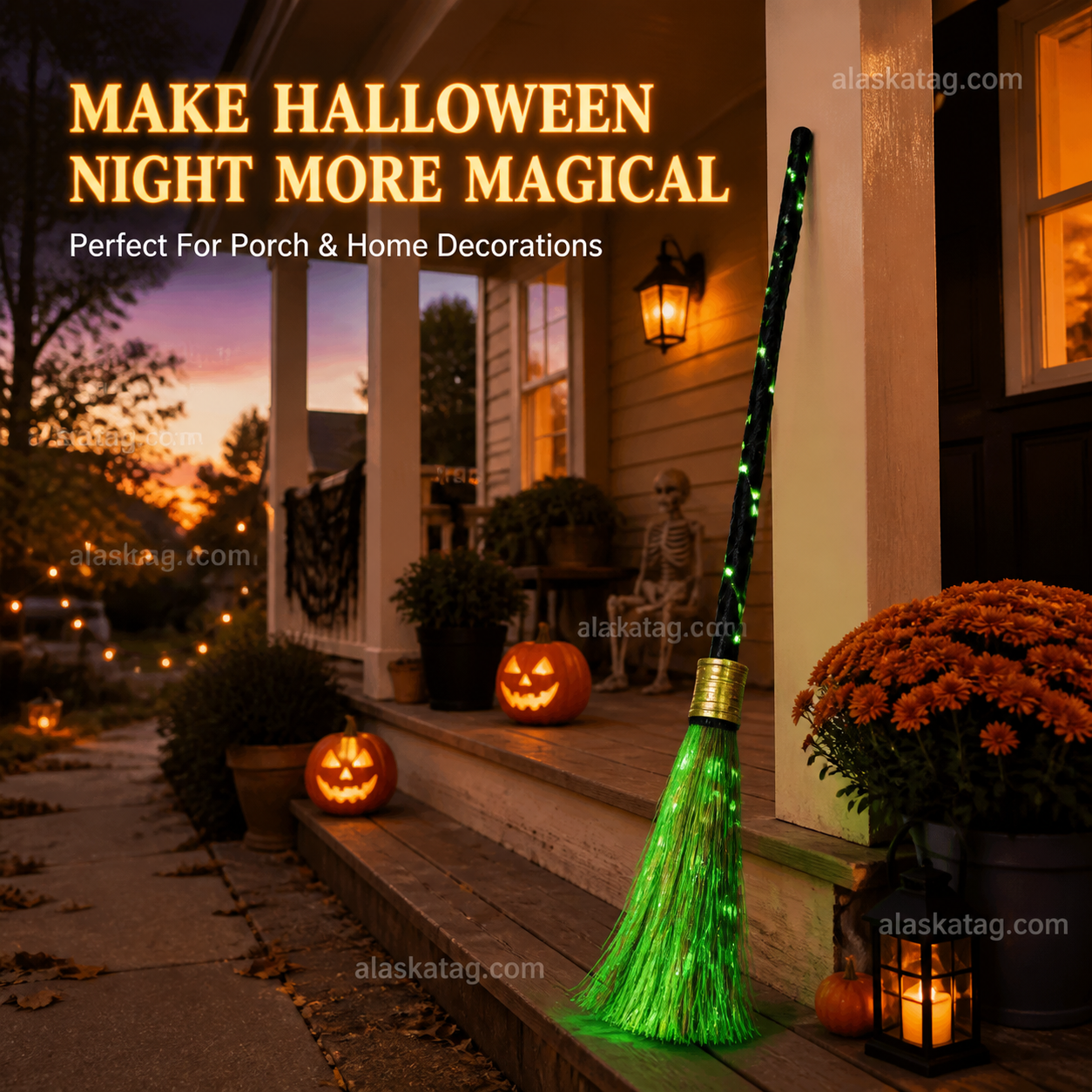Halloween witch broom decoration for home
