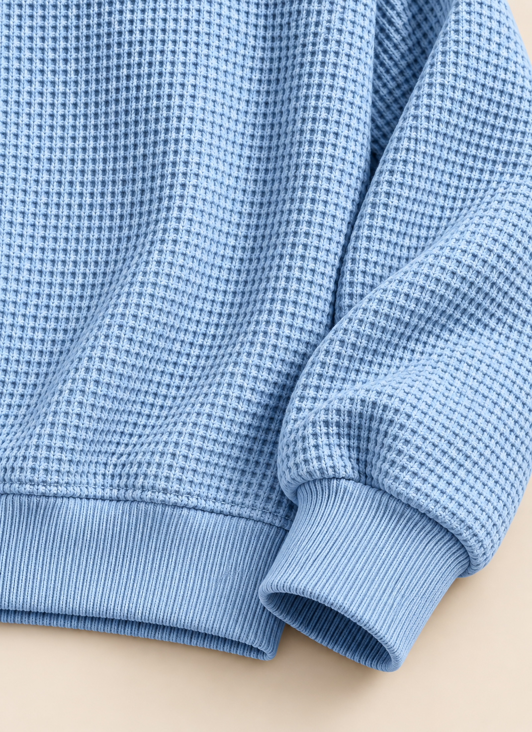 Waffle half-zip stand-collar polo detail