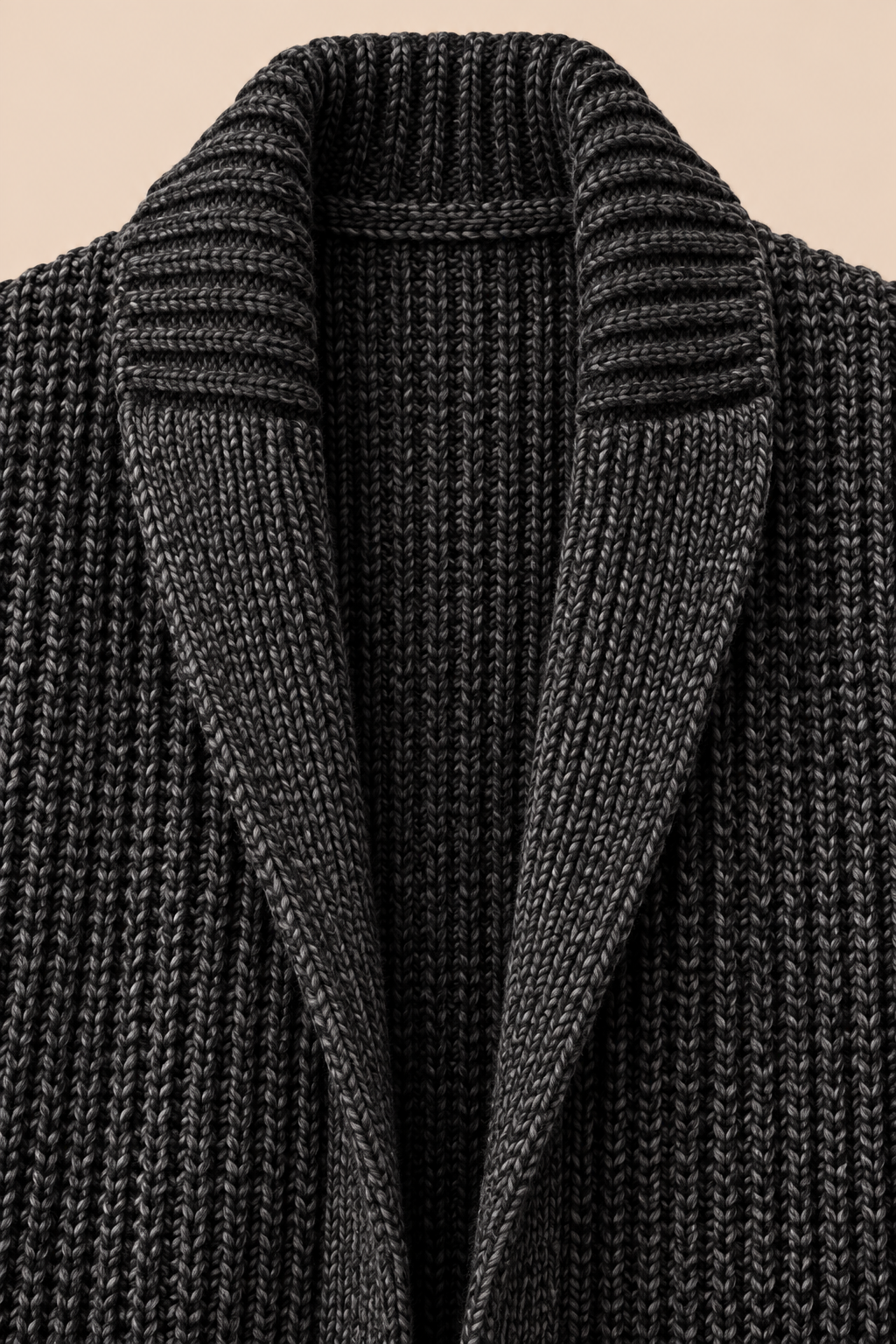 Shawl collar knit cardigan texture detail