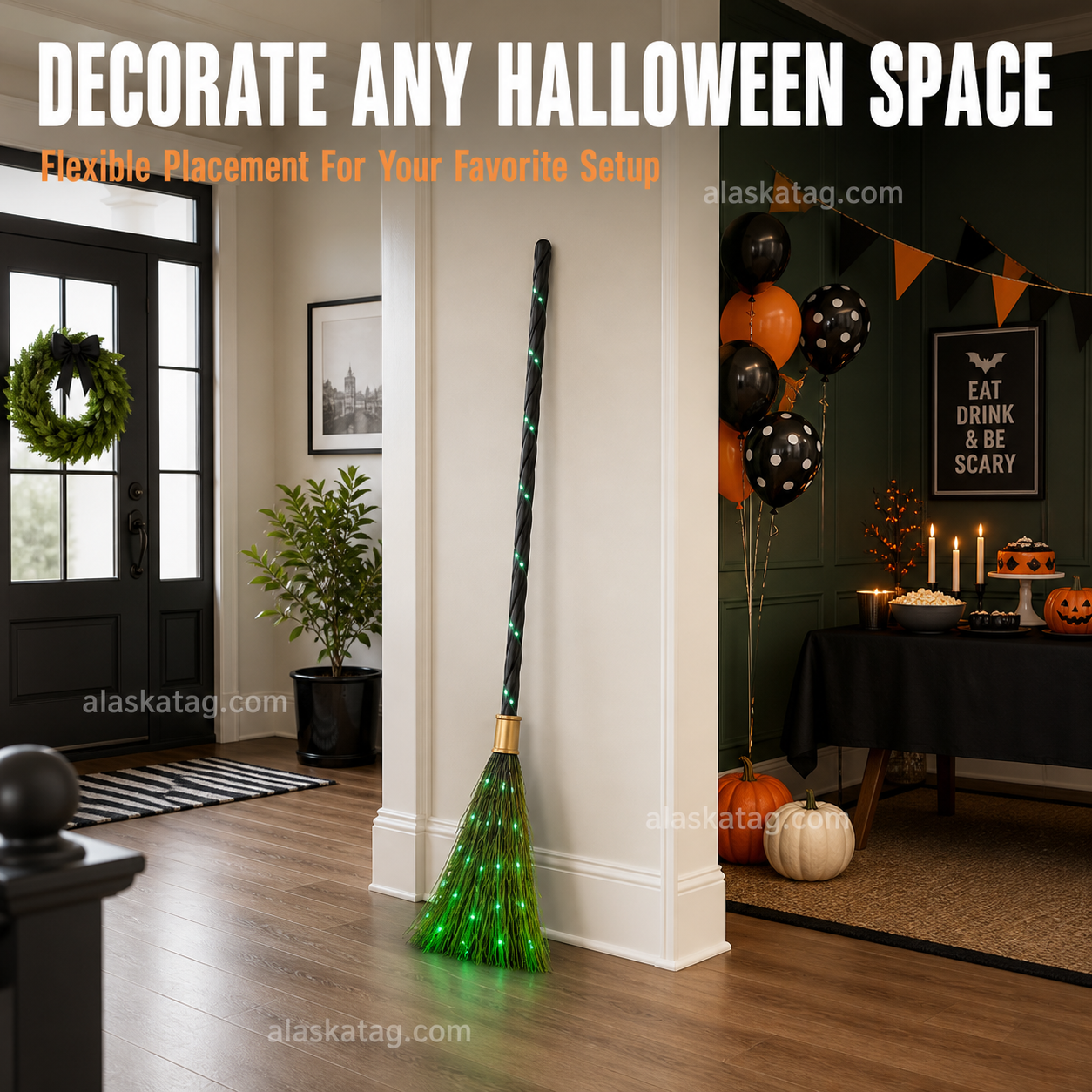 LED witch broom Halloween display