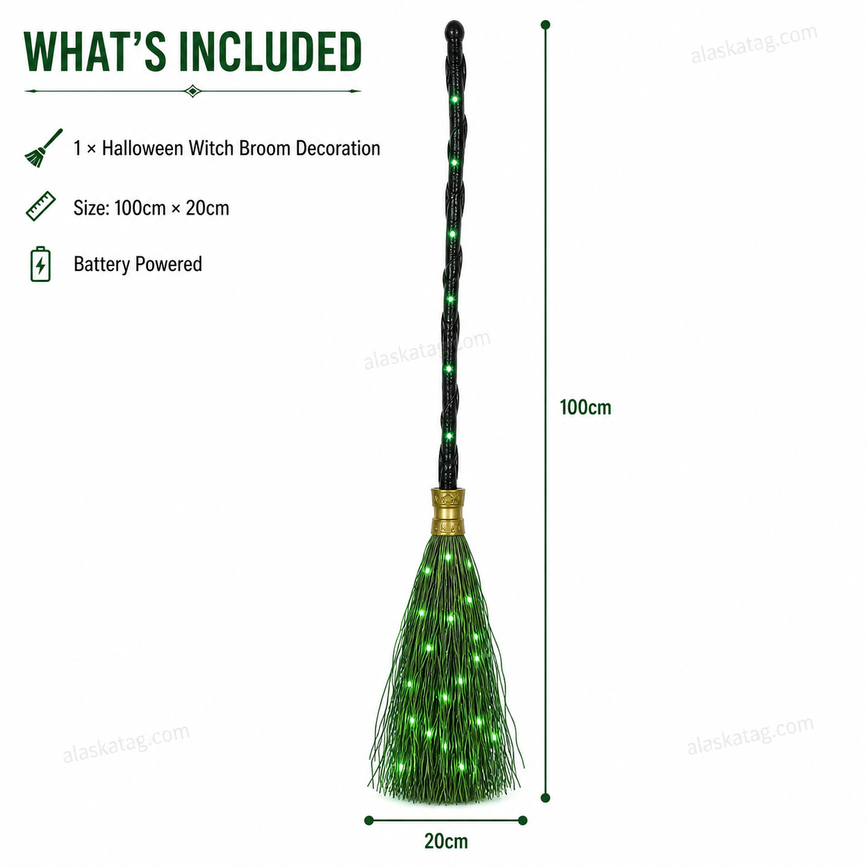 Spooky Halloween witch broom decoration