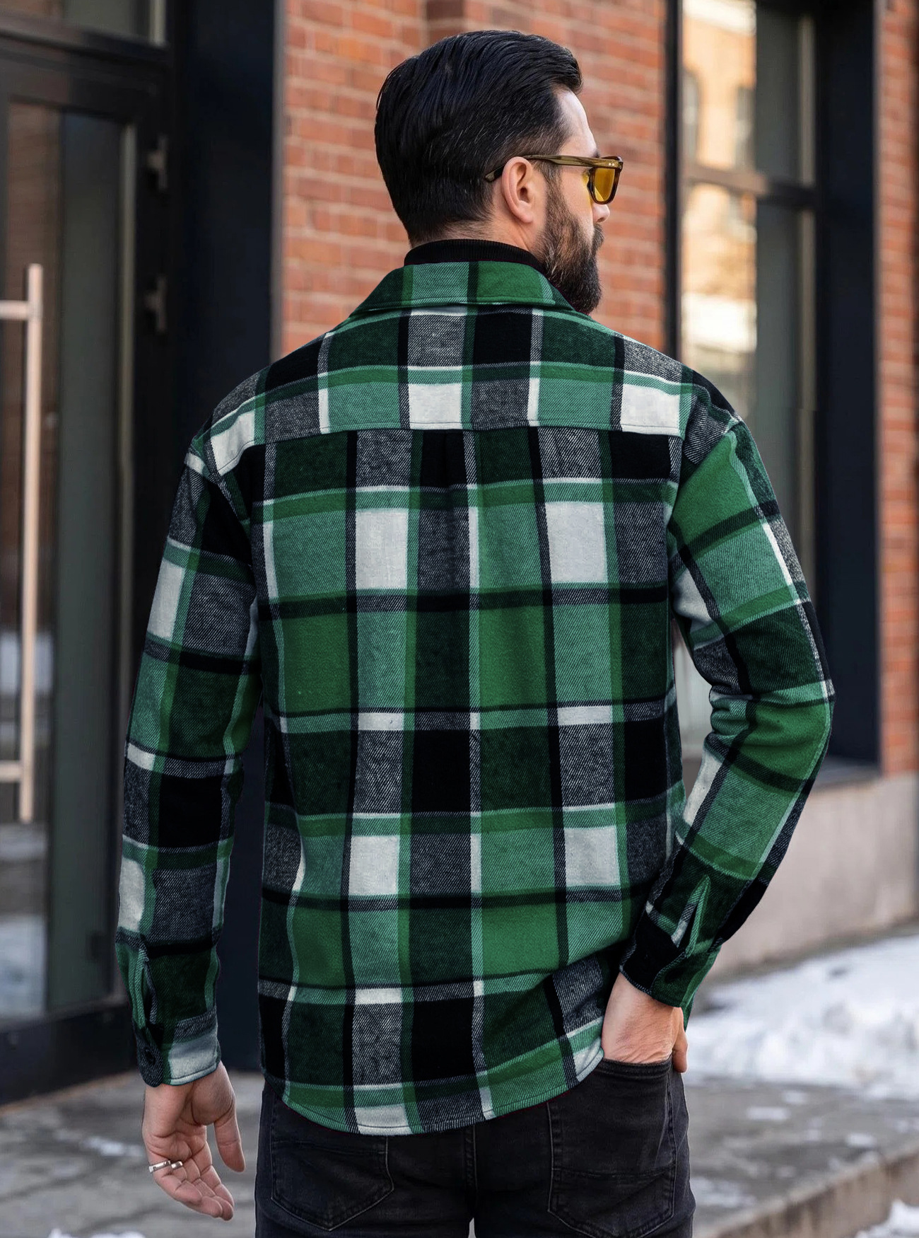 Plaid shirt jacket detail 6