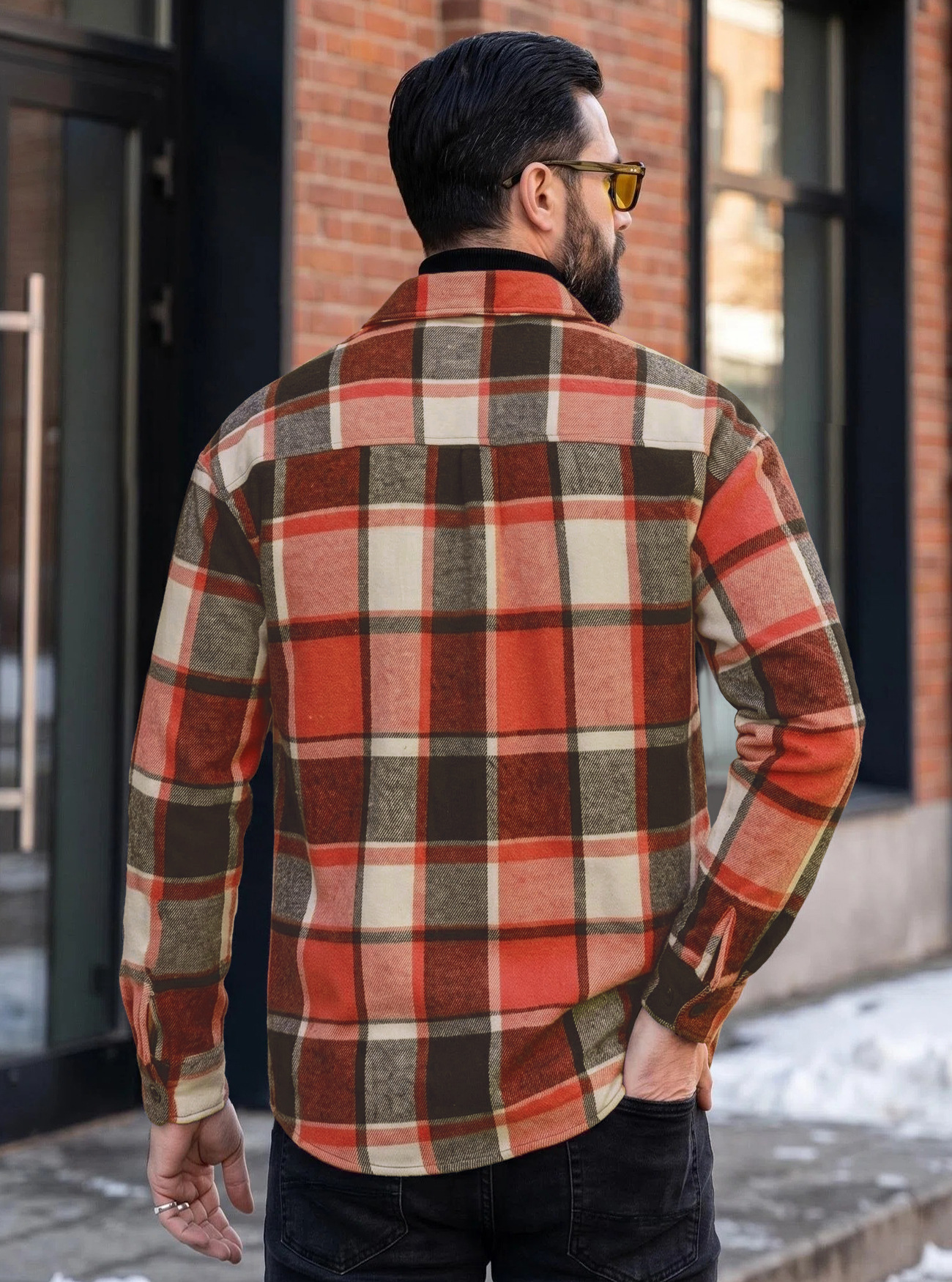 Plaid shirt jacket detail 4