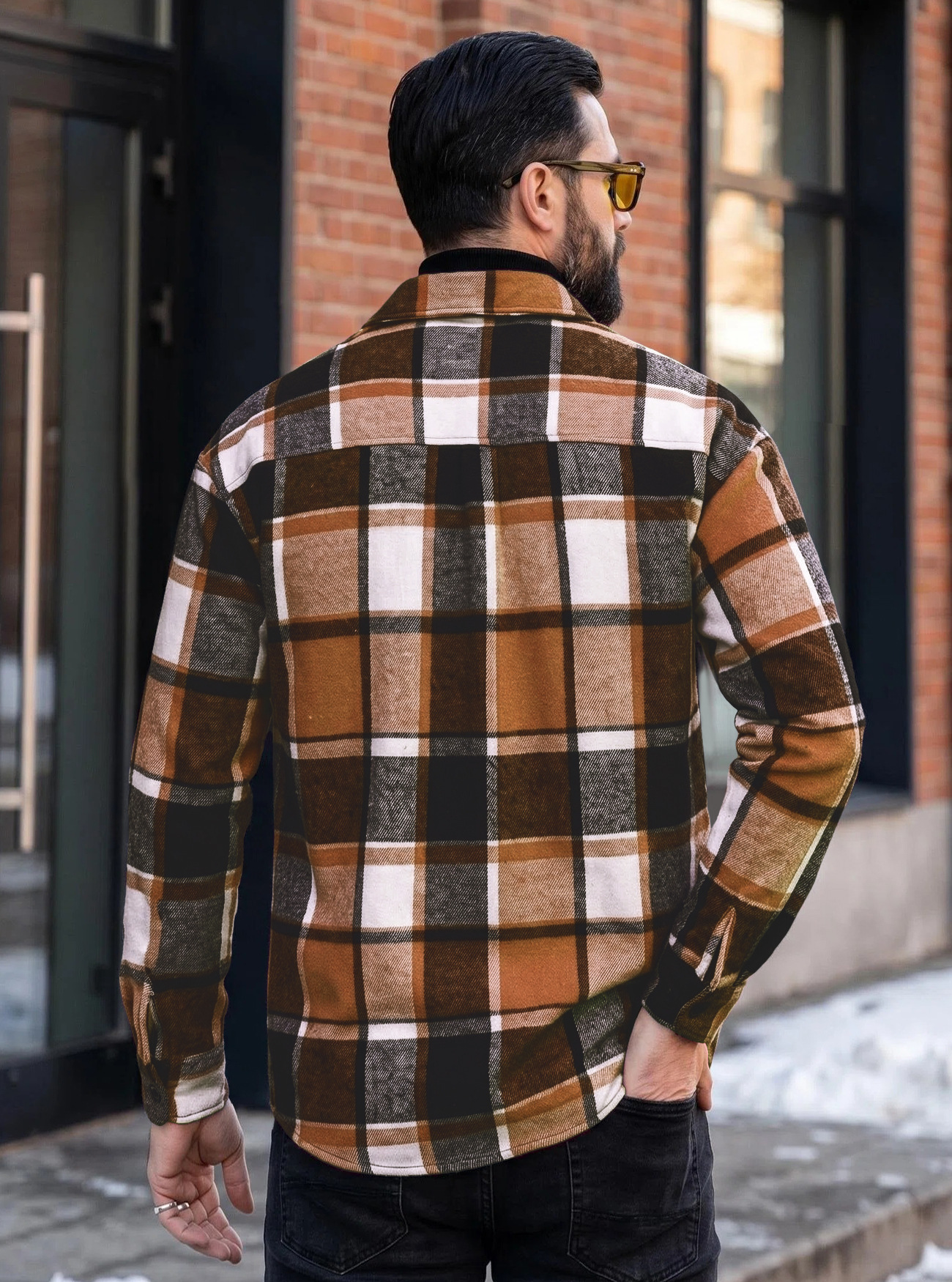 Plaid shirt jacket detail 2