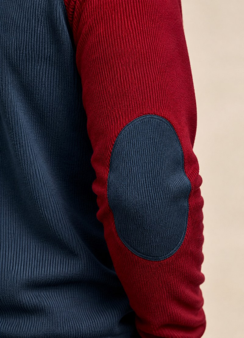 Ribbed sleeve and elbow patch detail