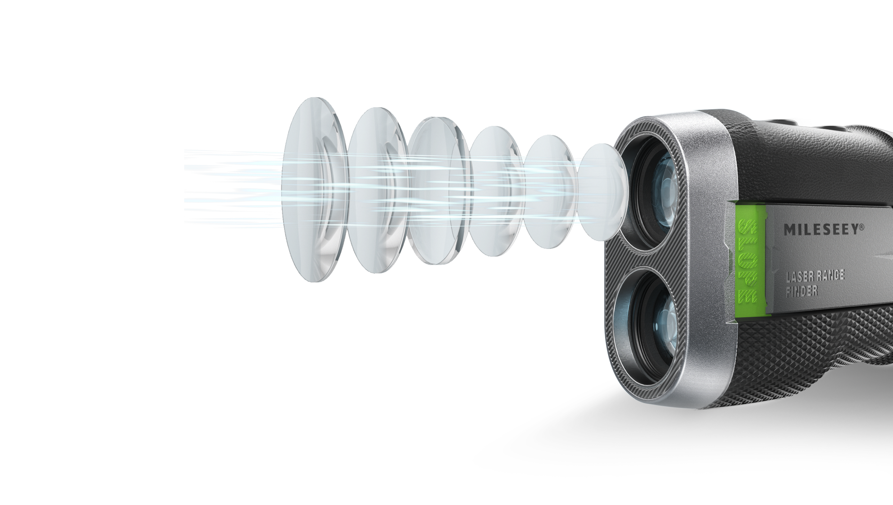 The MILESEEY golf rangefinder utilizing multi‑element lenses for high‑transmittance clear optical performance