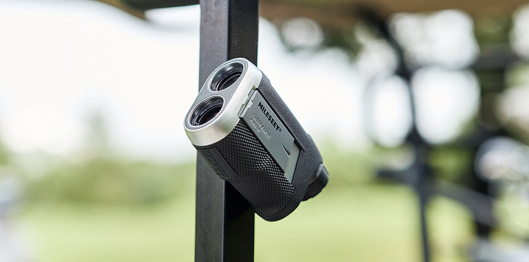 Mounting the MILESEEY PF260 Tour Golf Rangefinder onto metal pole using rangefinder magnet for golf‑field use