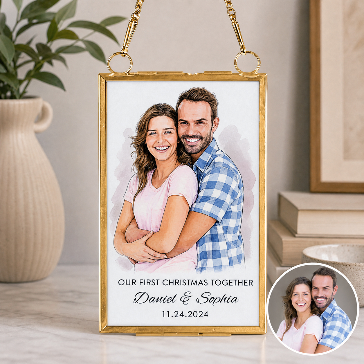 Personalized Photo Ornament, Glass Picture Frame