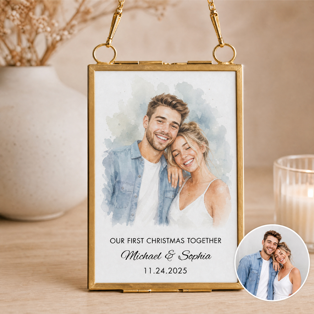 Personalized Photo Ornament, Glass Picture Frame
