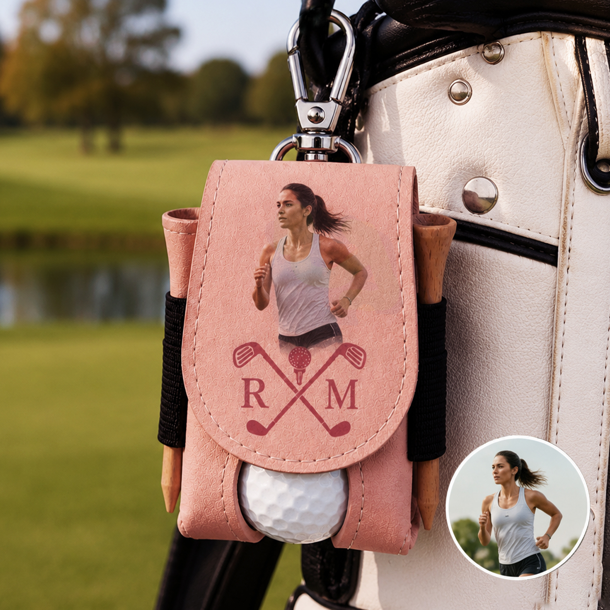 Personalized Leather Golf Ball Bag