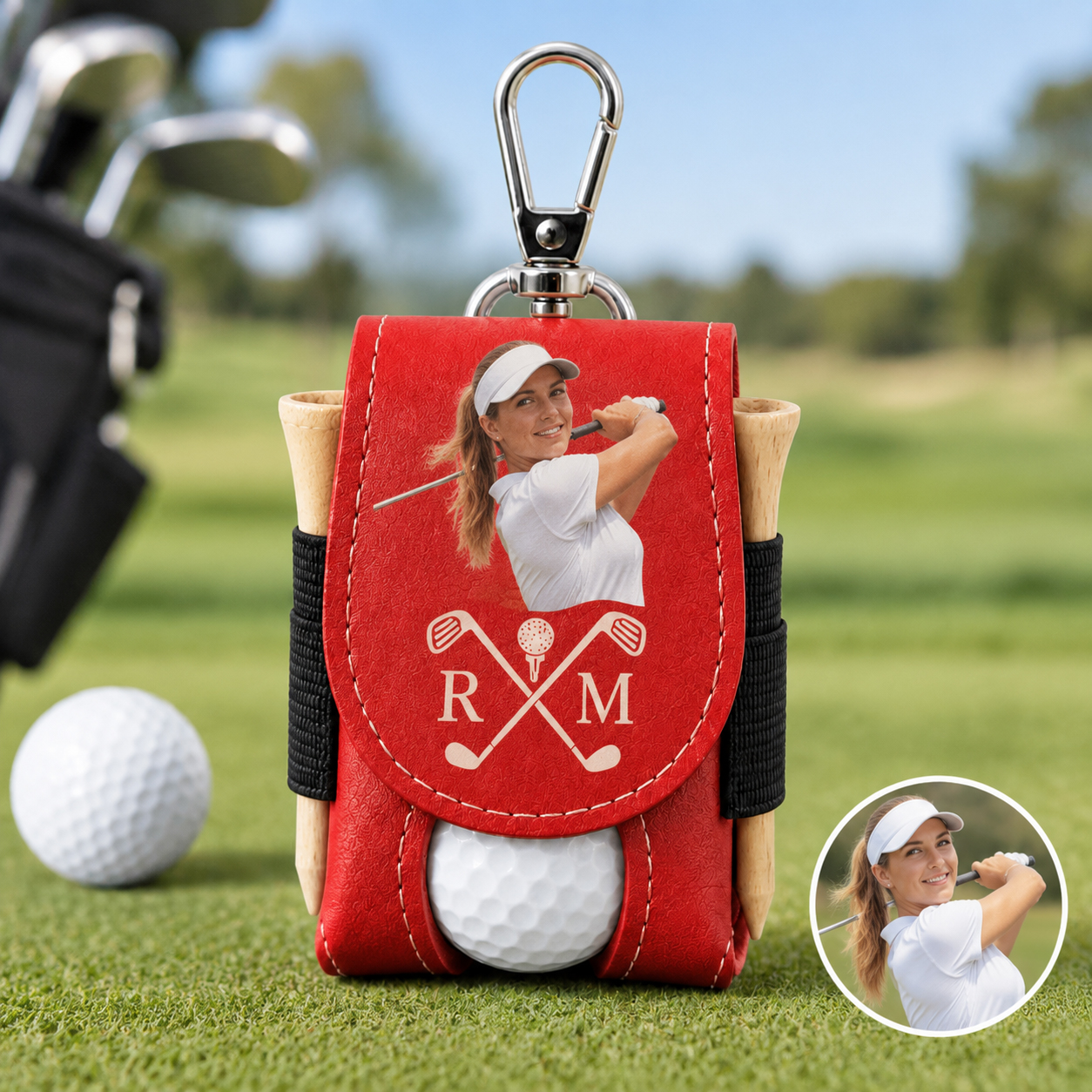 Personalized Leather Golf Ball Bag