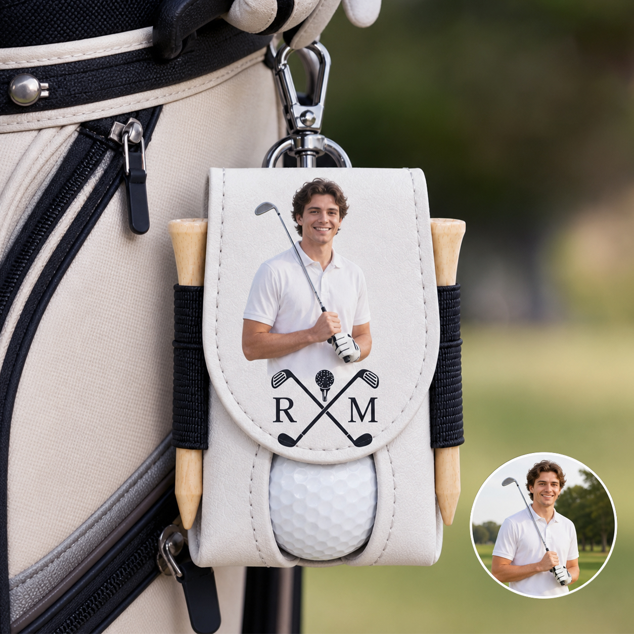 Personalized Leather Golf Ball Bag
