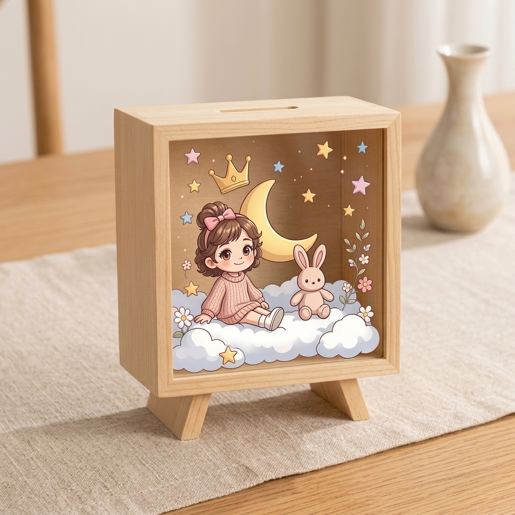Personalized Wooden Piggy Bank, Acrylic Bank
